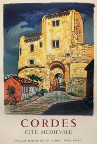 여행 포스터 Cordes 인용 중세