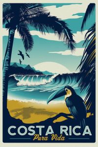 ملصق السفر كوستاريكا بورا فيدا