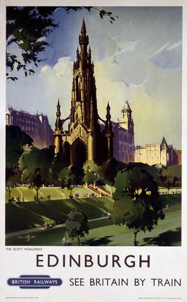 Travel Poster Edinburgh By Train Br canvas print