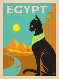 여행 포스터 이집트 검은 고양이