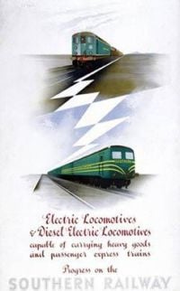 여행 포스터 전기 기관차