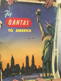 ملصق السفر يطير Quantas إلى أمريكا