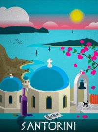 Travel Poster Greece Santorini canvas print