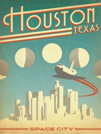 여행 포스터 휴스턴 텍사스 우주 도시