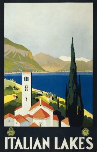 ملصق السفر الايطالية عرض البحيرات