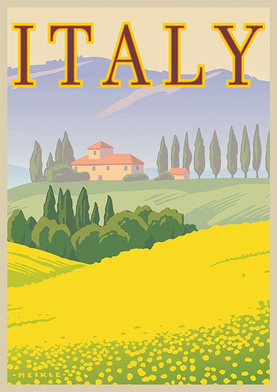 Travel Poster Italy Fields canvas print