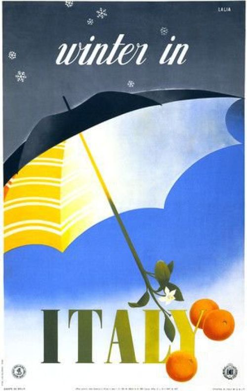 Travel Poster Italy Winter In canvas print