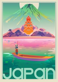 여행 포스터 일본 후지