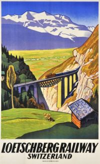 Reiseplakat Lötschbergbahn auf Leinwand