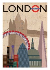 Travel Poster London Wheel canvas print