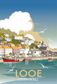 Travel Poster Looe Cornwall canvas print