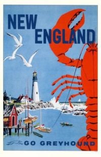 Travel Poster New England Go Greyhound canvas print