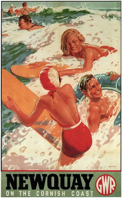 Travel Poster Newquay On Cornish Coast canvas print