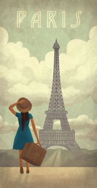 Travel Poster Paris Eiffel Tower canvas print