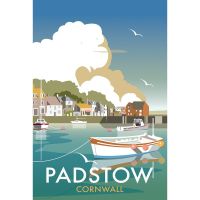Travel Poster Pastow Harbour Cornwall canvas print