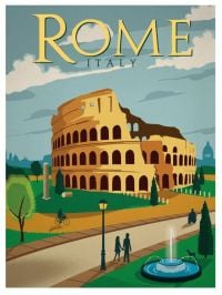 ملصق السفر روما إيطاليا المدرج