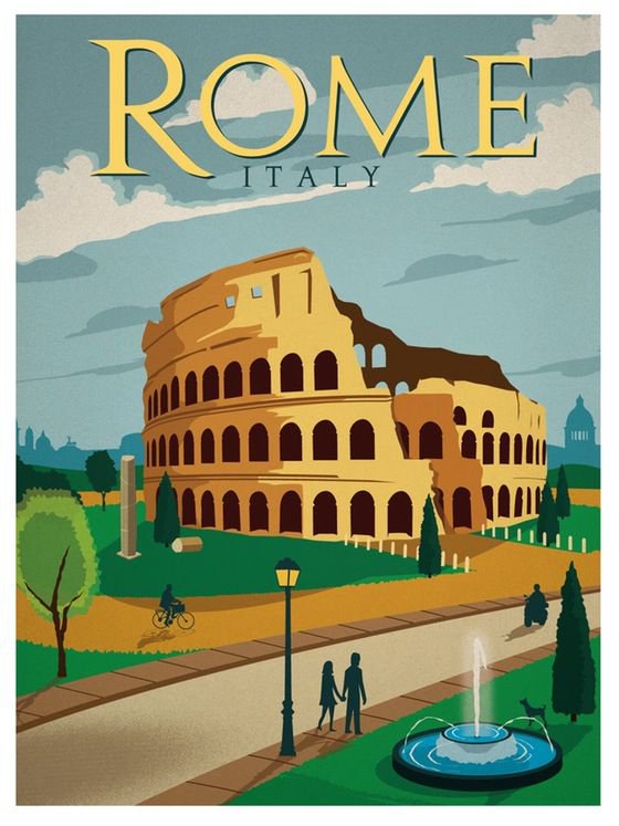 Travel Poster Rome Italy Coliseum canvas print