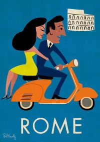 Travel Poster Rome Piaggio canvas print