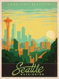 Travel Poster Seatle Washington canvas print
