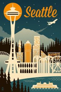 Travel Poster Seattle Overview canvas print