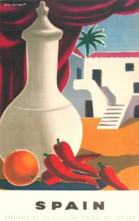 Travel Poster Spain Chily Bottle Orange canvas print