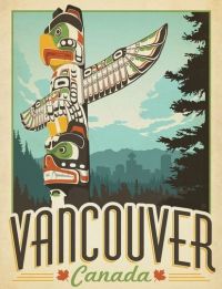 Travel Poster Vancouver Canada Totem canvas print