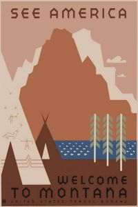 Travel Poster Welcome To Montana canvas print