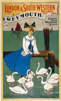 Travel Poster Weymouth Swans canvas print