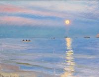 Triepcke Kroyer Alfven Marie Evening at Skagen Beach The Moon is Rising قماش مطبوع