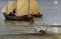 Triepcke Kroyer Alfven Marie Men Of Skagen Setting Out For Night Fishing. Late Summer Evening