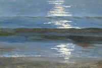 Triepcke Kroyer Alfven Marie دراسة من الشاطئ. تُرى الرمال الرملية في ضوء القمر الصافي. طباعة قماش سكاجين