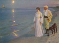 Triepcke Kroyer Alfven Marie Summer Evening On The Beach At Skagen. The Painter And His Wife