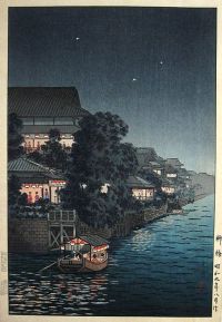 Tsuchiya Koitsu Ryuhashi bei Nacht Yanagibashi 1934