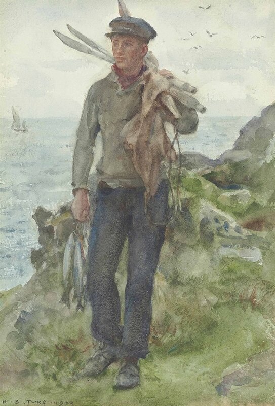 Tuke Henry Scott A Fisherman With His Catch 1920 canvas print