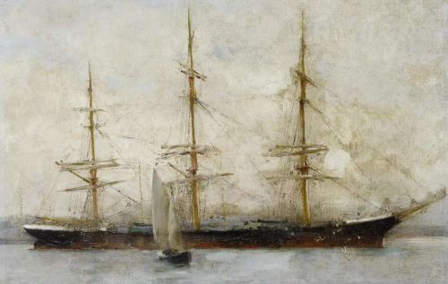 Tuke Henry Scott A Three Masted Ship At Anchor 1896 canvas print
