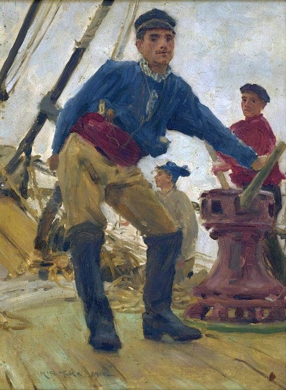 Tuke Henry Scott At The Capstan On A Spanish Brig 1889 canvas print