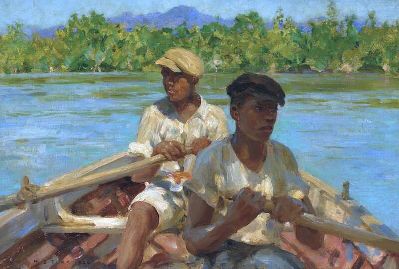 Tuke Henry Scott Black River Boatmen Jamaica 1924 canvas print