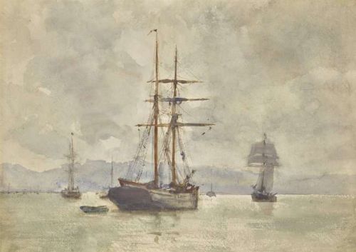 Tuke Henry Scott Sailing Ships At Anchor canvas print