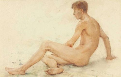 Tuke Henry Scott Study Of A Male Nude Seated Turning Away To The Right canvas print