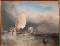 Turner-Fischerboote mit Hucksters, die um Fisch feilschen