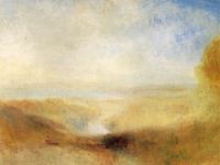 Turner-Landschaft mit einem Fluss und einer Bucht im Hintergrund