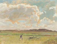 Tuxen Laurits A Man And Some Animals At The Field 1922 canvas print
