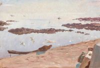 Tuxen Laurits Coastal Scenery With Flying Seagulls canvas print