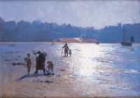 Tuxen Laurits Collecting Mussels At Low Tide At Le Portel France