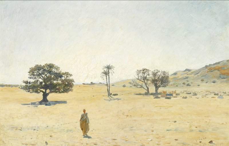 Tuxen Laurits Desert Landscape From Egypt With A Walking Arab 1889 canvas print