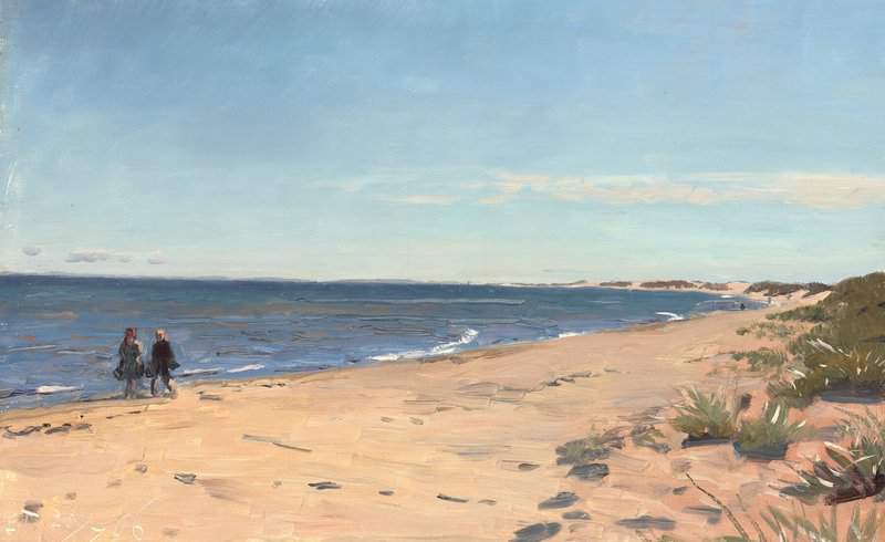 Tuxen Laurits From Skagen Sonderstrand With Two Persons Walking At The Water S Edge 1906 canvas print