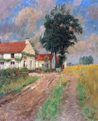 Tuxen Laurits Grey Weather. Road By Rebecq In Belgium canvas print