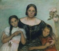 مجموعة بورتريه توكسين لوريتس. زوجة الفنان فريدريكي مع بناته بعد زواجه الأول إيفون ونينا 1905