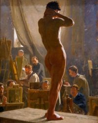 Tuxen Laurits Male Nude In The Studio Of Bonnat 1877