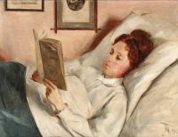 Tuxen Laurits Portrait Of A Woman Reading In Bed 1890 canvas print